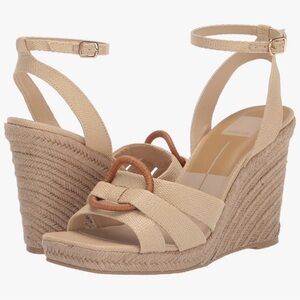 Dolce Vita Maze Cream Wheat Rafia Espadrille Strappy Wedges NWOB 8.5 heel sandal